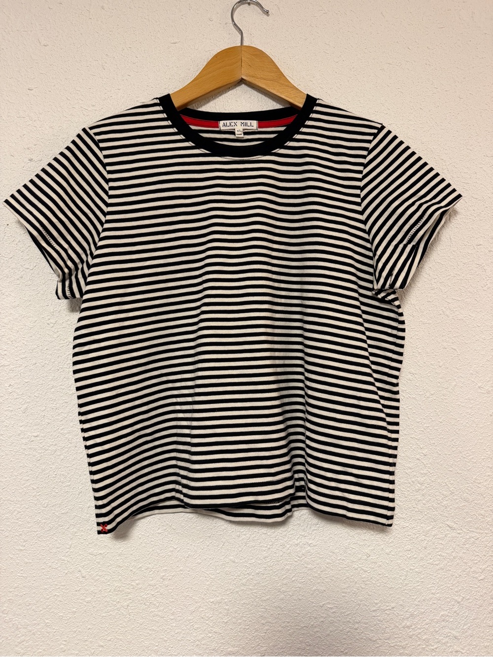 Alex Mill Women's Black & White Striped Crewneck Tee XL